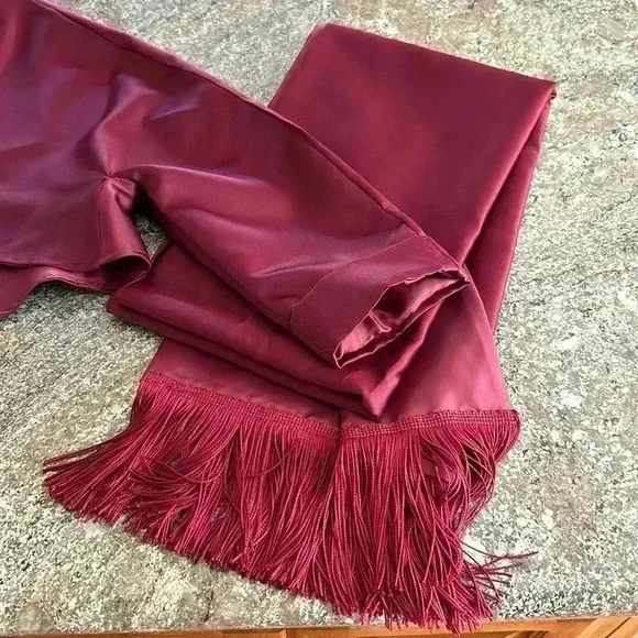 EUC Victorian Shakespeare Formal Corset Dress Floral Beaded Tulle Maxi Burgundy - Picture 10 of 13